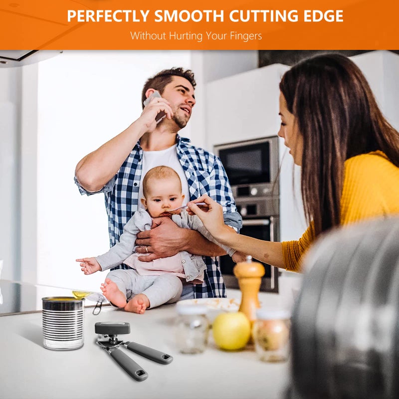 OUTWAY Can Opener Professional 3-In-1 Multifunctional Manual Can Openers Bottle Opener Kitchen Durable Stainless Steel Heavy Duty Can Opener Smooth Edge for Kitchen Seniors Friendly - Image 2